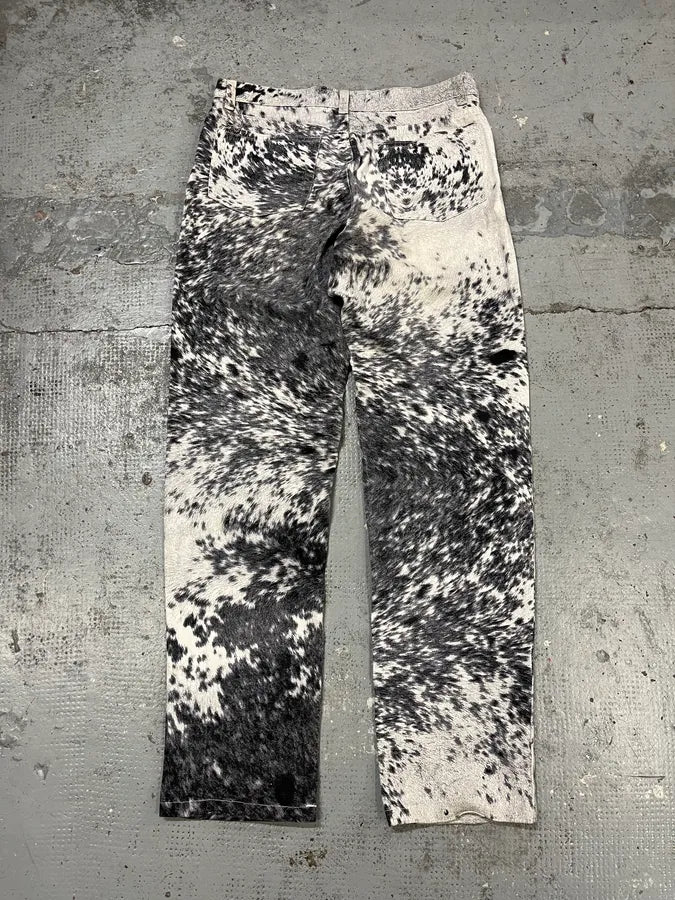 FW1999 Roberto Cavalli Furry White Cowprint Movement Pants bSsoHqK 6