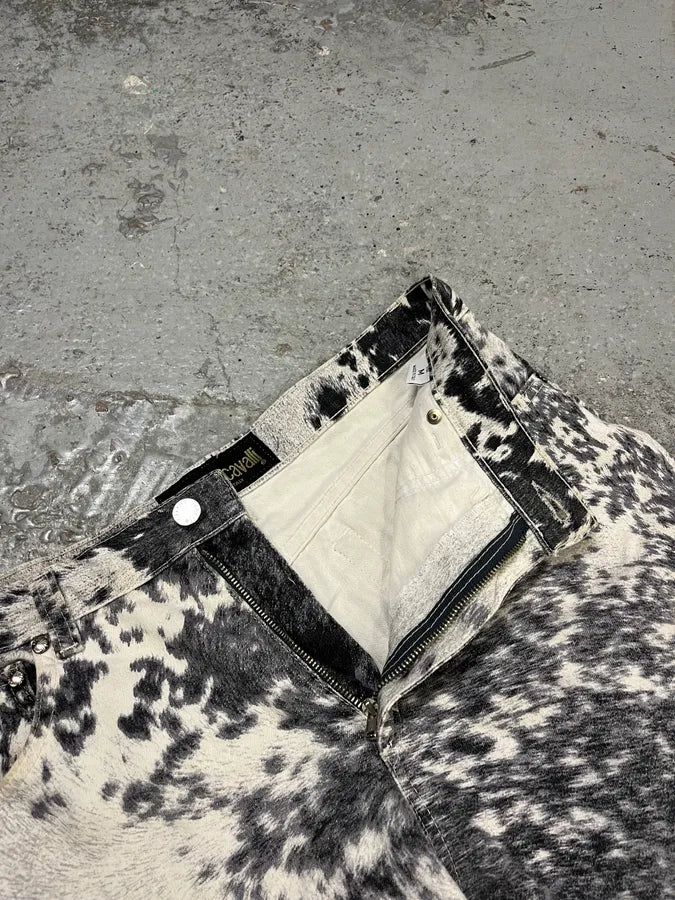FW1999 Roberto Cavalli Furry White Cowprint Movement Pants bSsoHqK 8