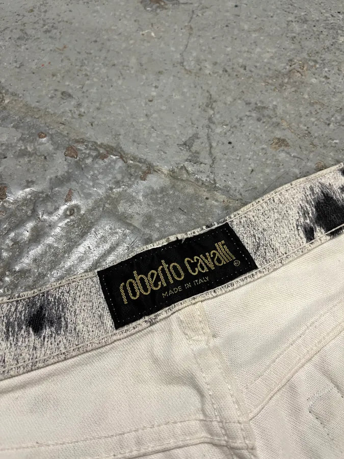 FW1999 Roberto Cavalli Furry White Cowprint Movement Pants bSsoHqK 9