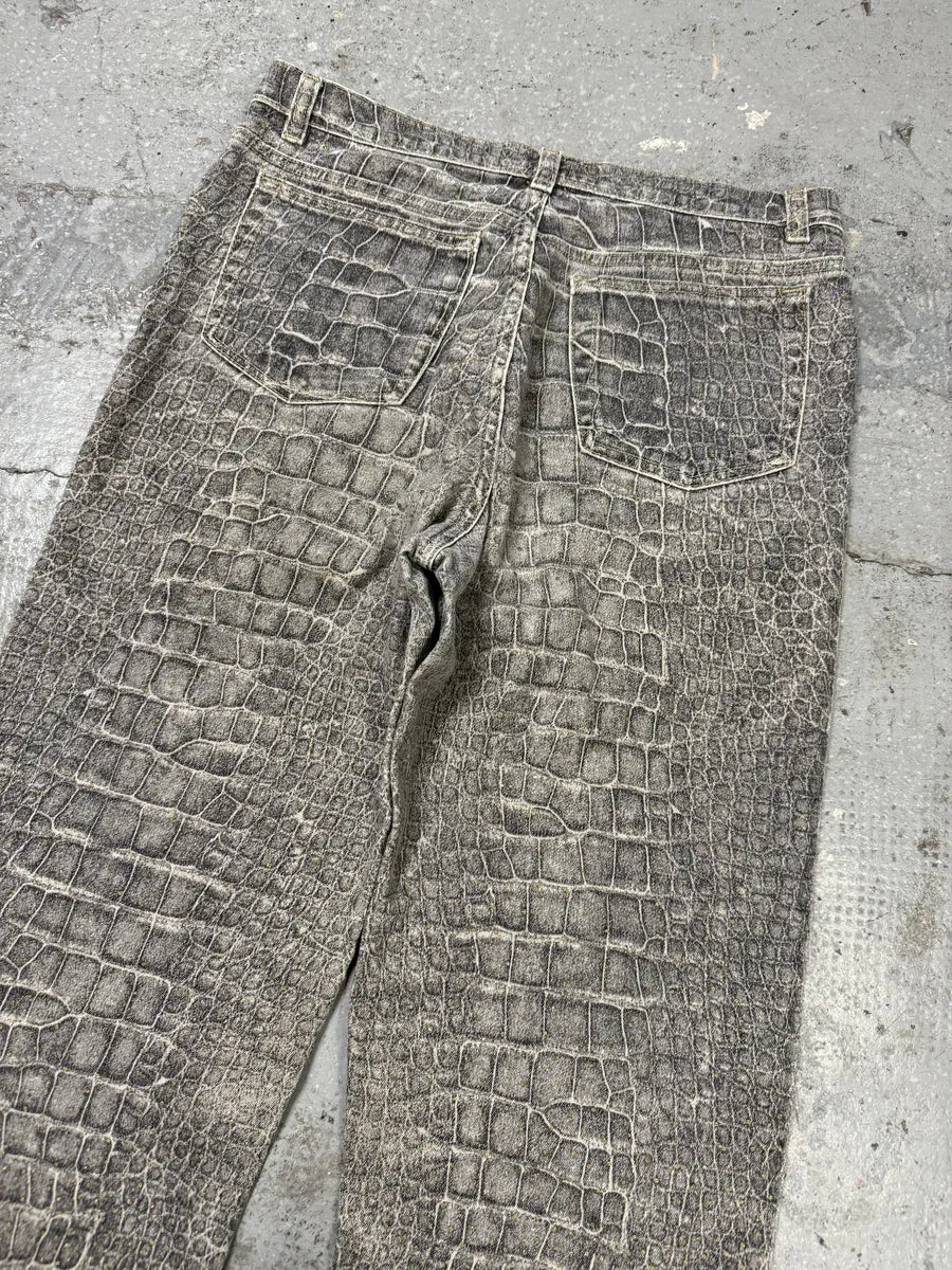 FW1999 Roberto Cavalli Grey Crocodile Effect Legend Pants (S) WMIcBkF 11
