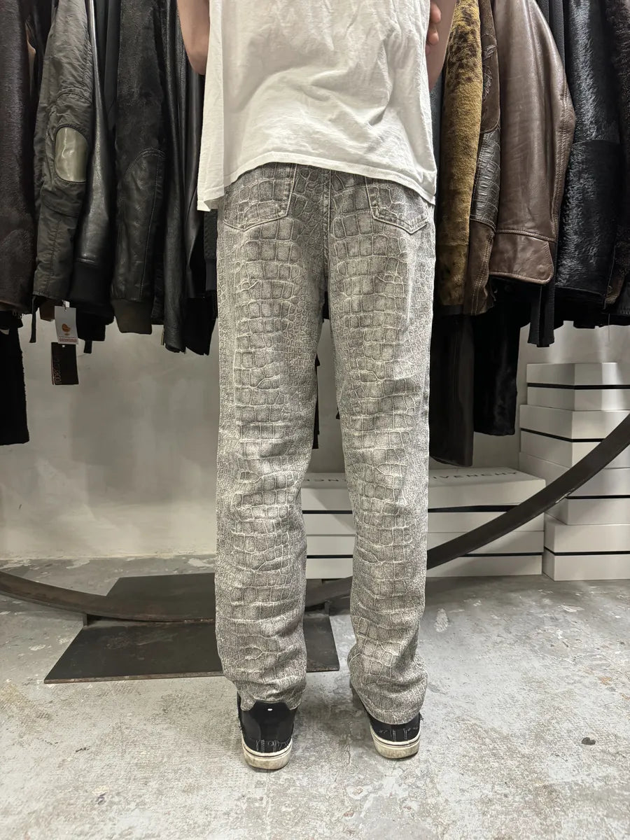 FW1999 Roberto Cavalli Grey Crocodile Effect Legend Pants (S) WMIcBkF 3