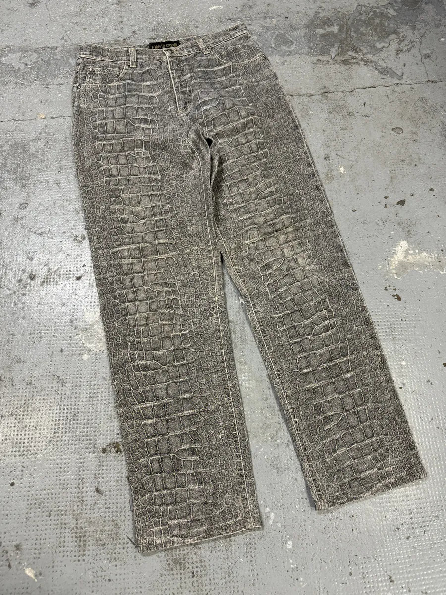 FW1999 Roberto Cavalli Grey Crocodile Effect Legend Pants (S) WMIcBkF 7
