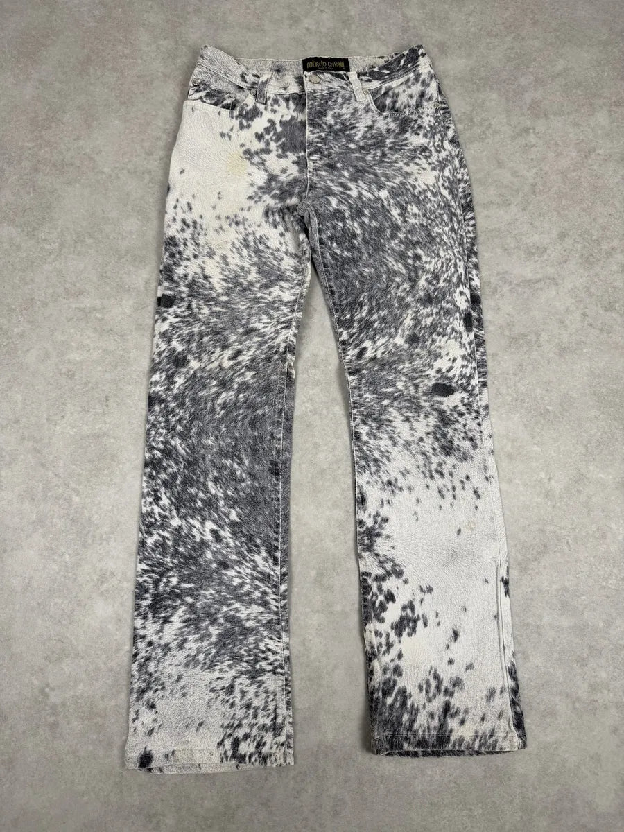 FW1999 Roberto Cavalli White Fury Print Movement Pants iEFibRM 0
