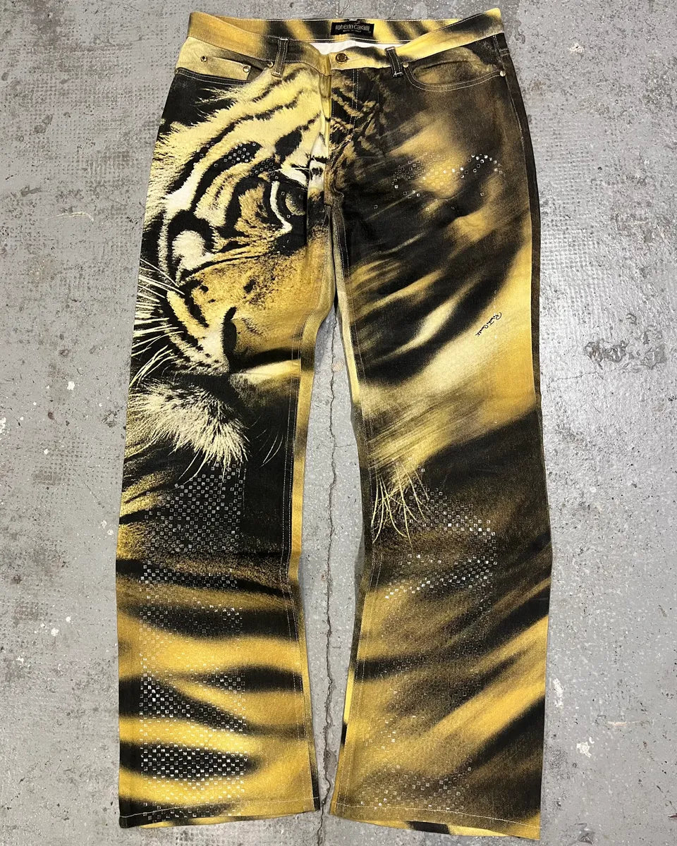 FW2000 Cavalli Yellow Savage Tiger Pants (M/L) UeyXmAX 0