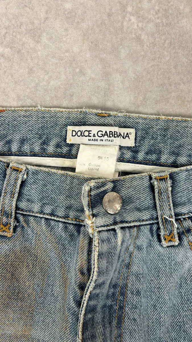 FW2000 Dolce & Gabbana Blue Irregular Red Pocket Custom Denim Jeans LqLoEAo 10