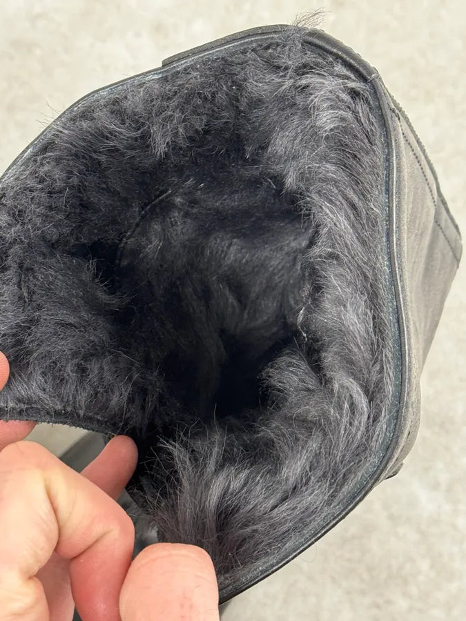 FW2000 Gucci Black Minimalist Fur Leather Boots Grsdyqh 10