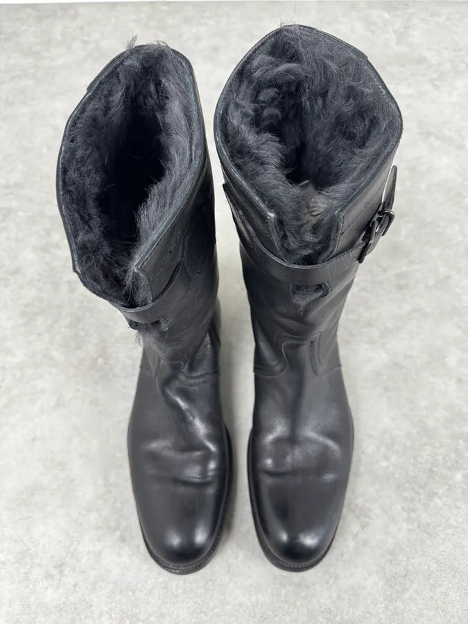 FW2000 Gucci Black Minimalist Fur Leather Boots Grsdyqh 3