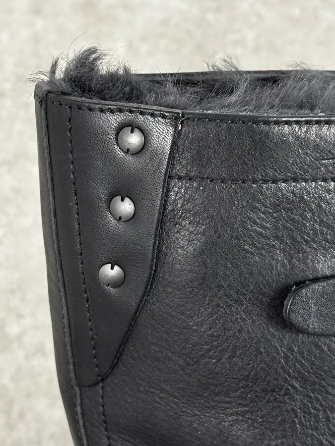 FW2000 Gucci Black Minimalist Fur Leather Boots Grsdyqh 5