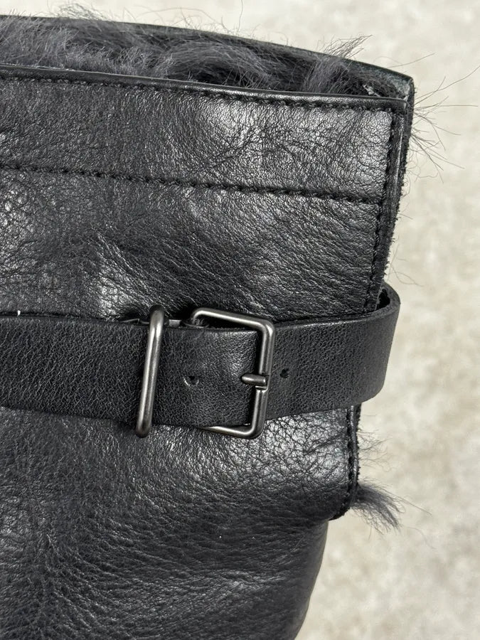 FW2000 Gucci Black Minimalist Fur Leather Boots Grsdyqh 6