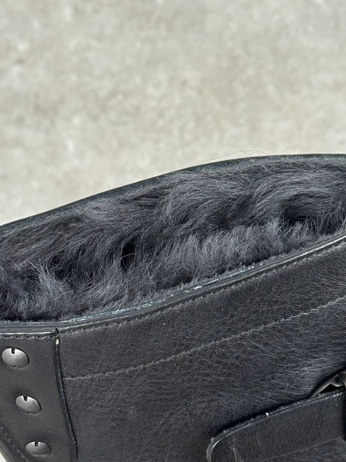 FW2000 Gucci Black Minimalist Fur Leather Boots Grsdyqh 7