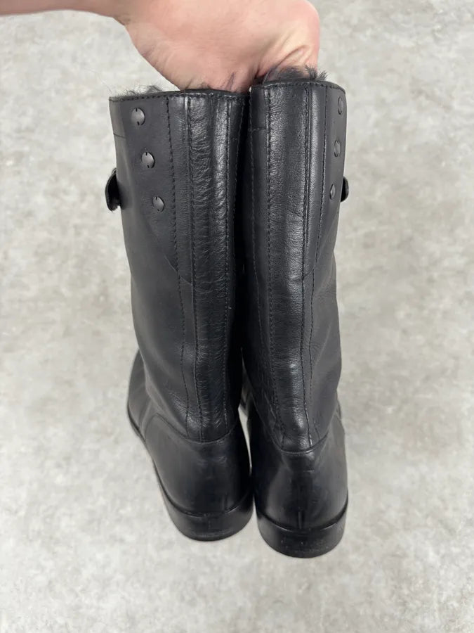 FW2000 Gucci Black Minimalist Fur Leather Boots Grsdyqh 8