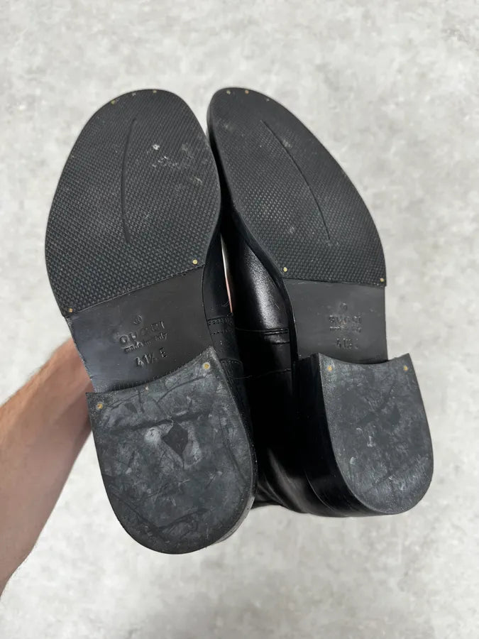 FW2000 Gucci Black Minimalist Fur Leather Boots Grsdyqh 9