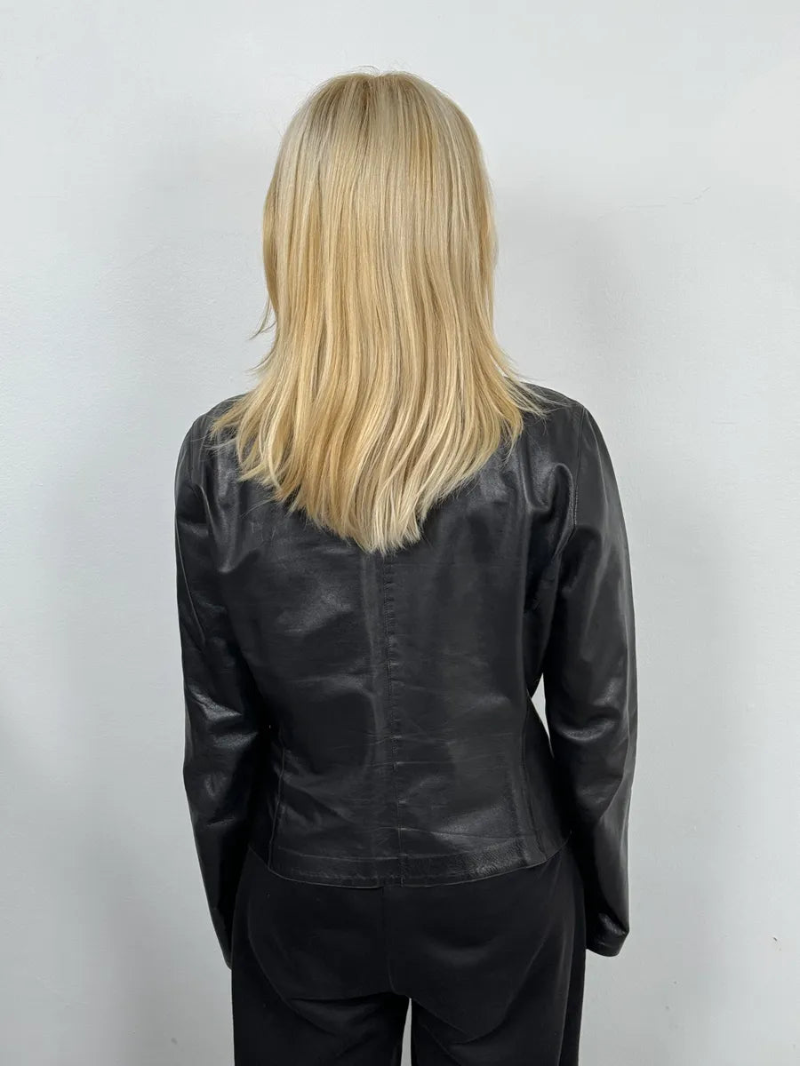 FW2000 Gucci Black Premium Minimalist Leather Jacket sgvsfKT 2
