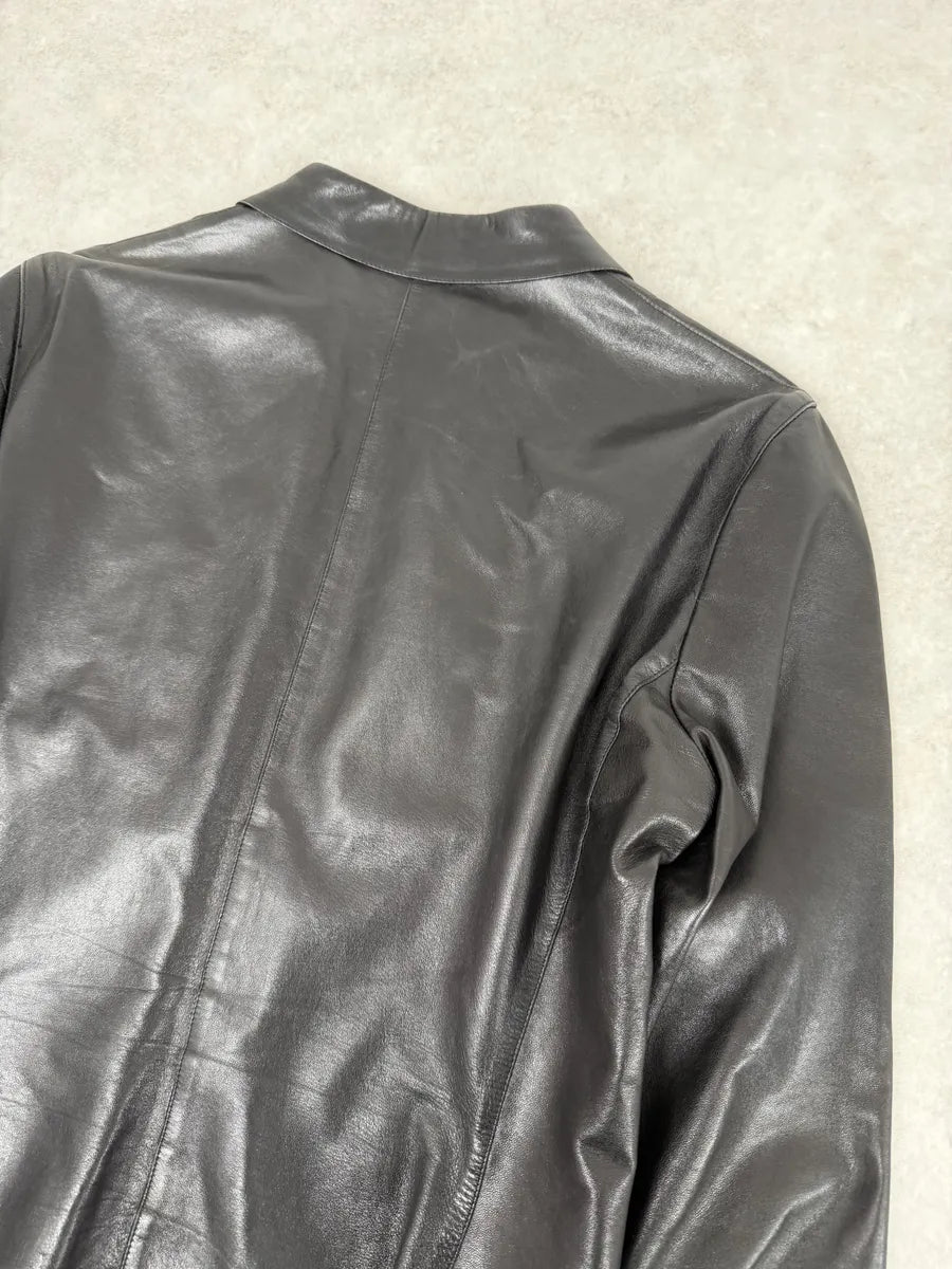 FW2000 Gucci Black Premium Minimalist Leather Jacket sgvsfKT 5