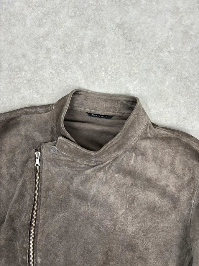 2000s Gucci Grey Suede Asymmetrical Zip Biker Jacket by Tom Ford VdhfhQu 3