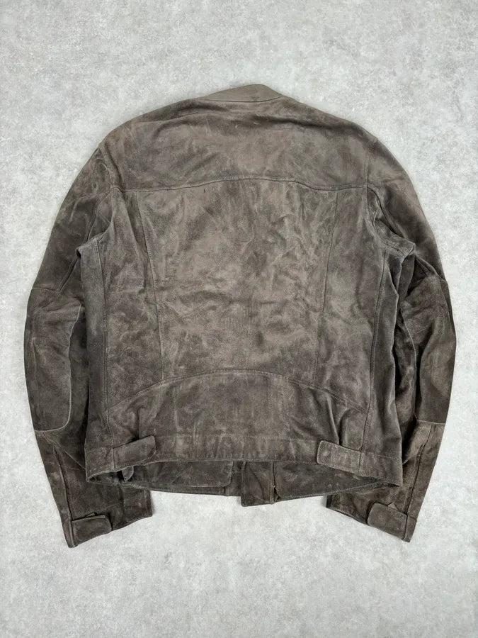 2000s Gucci Grey Suede Asymmetrical Zip Biker Jacket by Tom Ford VdhfhQu 4