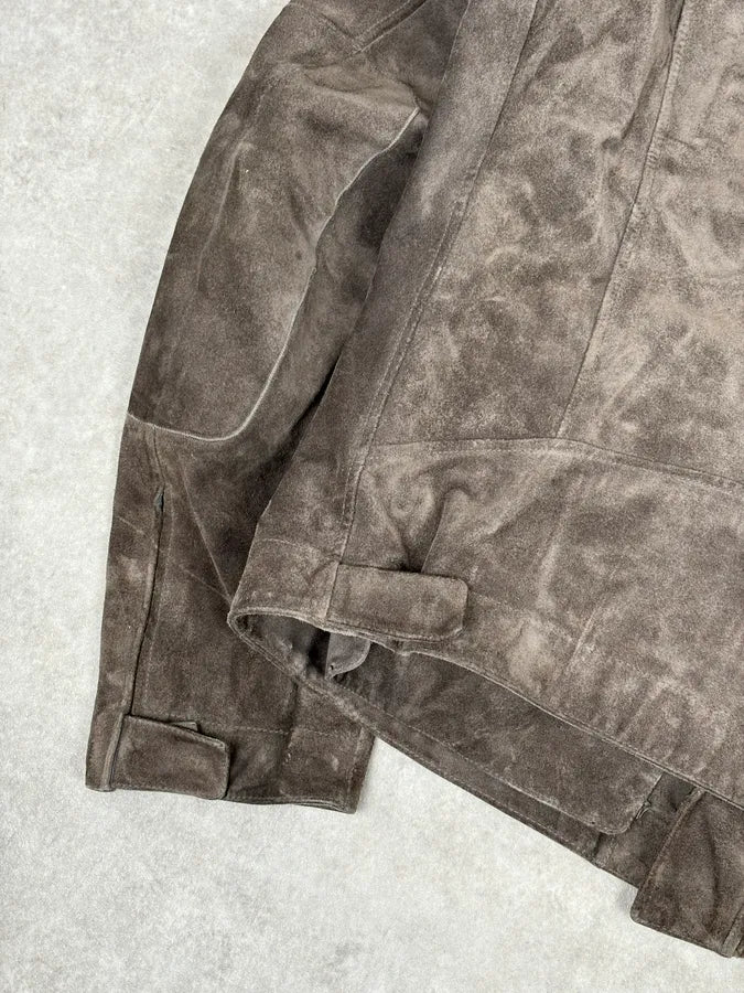 2000s Gucci Grey Suede Asymmetrical Zip Biker Jacket by Tom Ford VdhfhQu 7