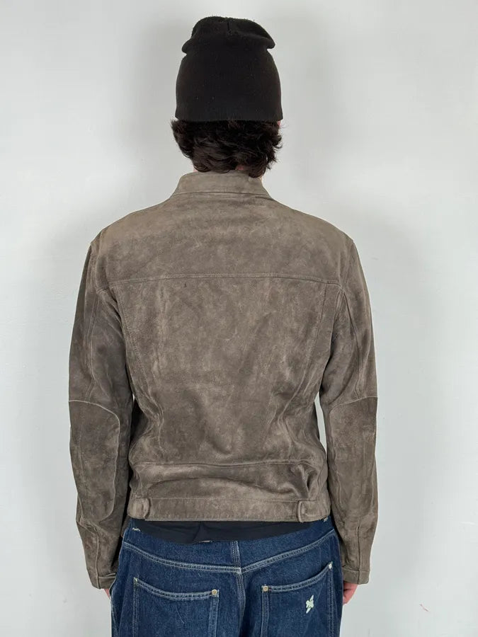 2000s Gucci Grey Suede Asymmetrical Zip Biker Jacket by Tom Ford VdhfhQu 2