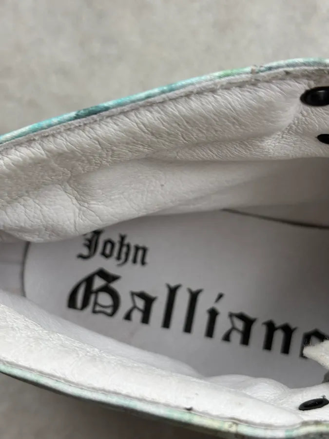 2000s John Galliano Turquoise Jacquard Magazine High Sneakers bksrBlr 7