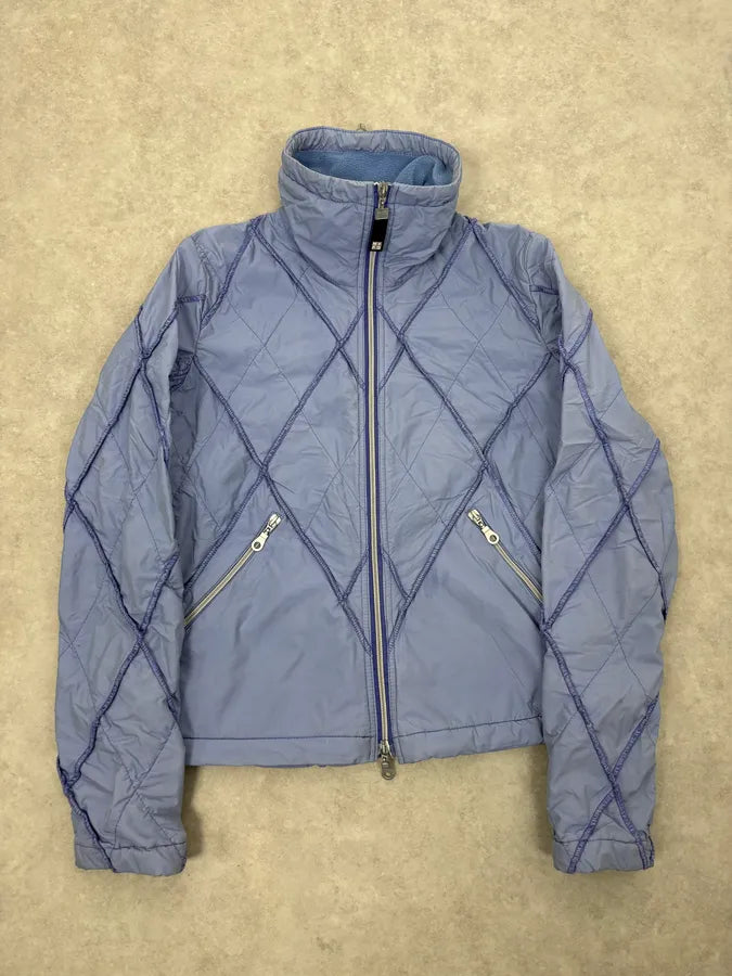 FW2000 Marithé + François Girbaud Light Blue Quilted Geometric Nylon Jacket zrRtPAE 2
