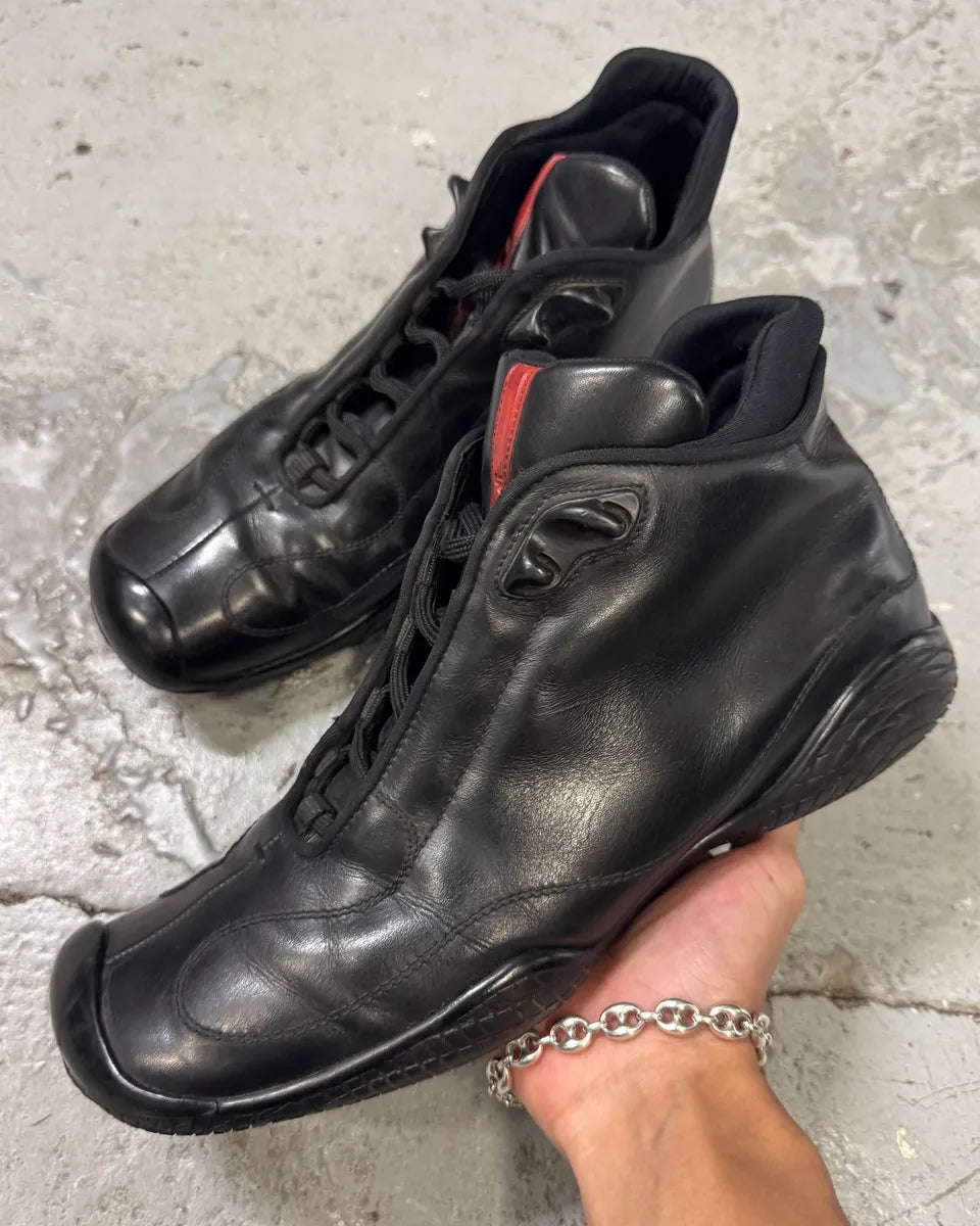 FW2000 Prada Black Leather Linea Rossa Shoes IwpQBHT 0