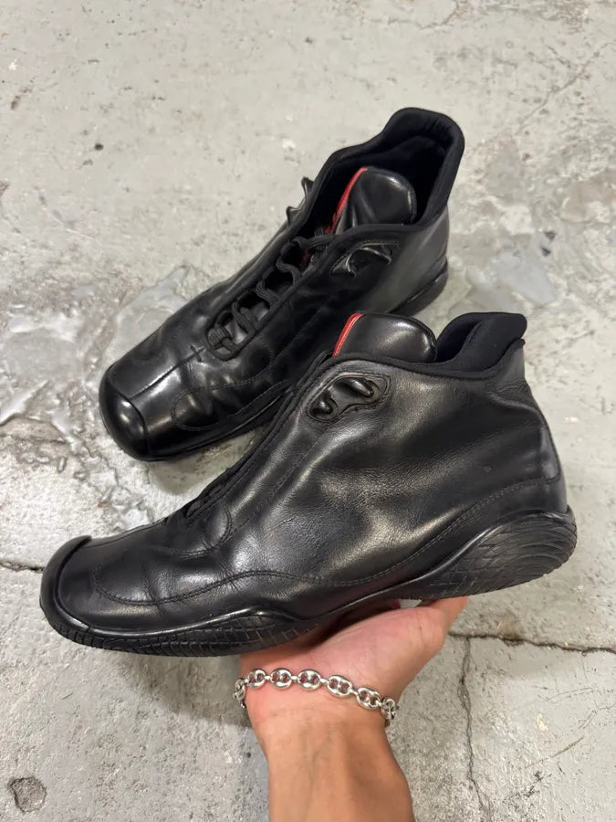 FW2000 Prada Black Leather Linea Rossa Shoes IwpQBHT 1