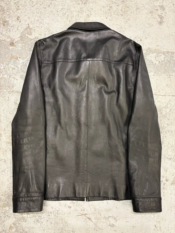 FW2000 Prada Black Leather Premium Jacket ycWNbVW 5
