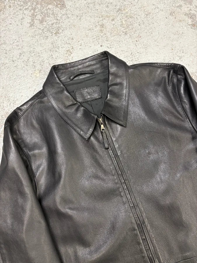 FW2000 Prada Black Leather Premium Jacket ycWNbVW 4