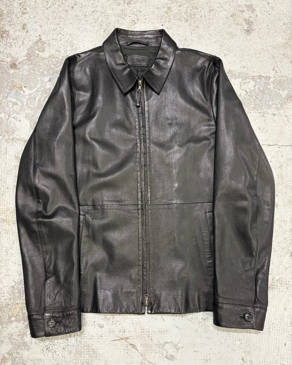 FW2000 Prada Black Leather Premium Jacket ycWNbVW 0