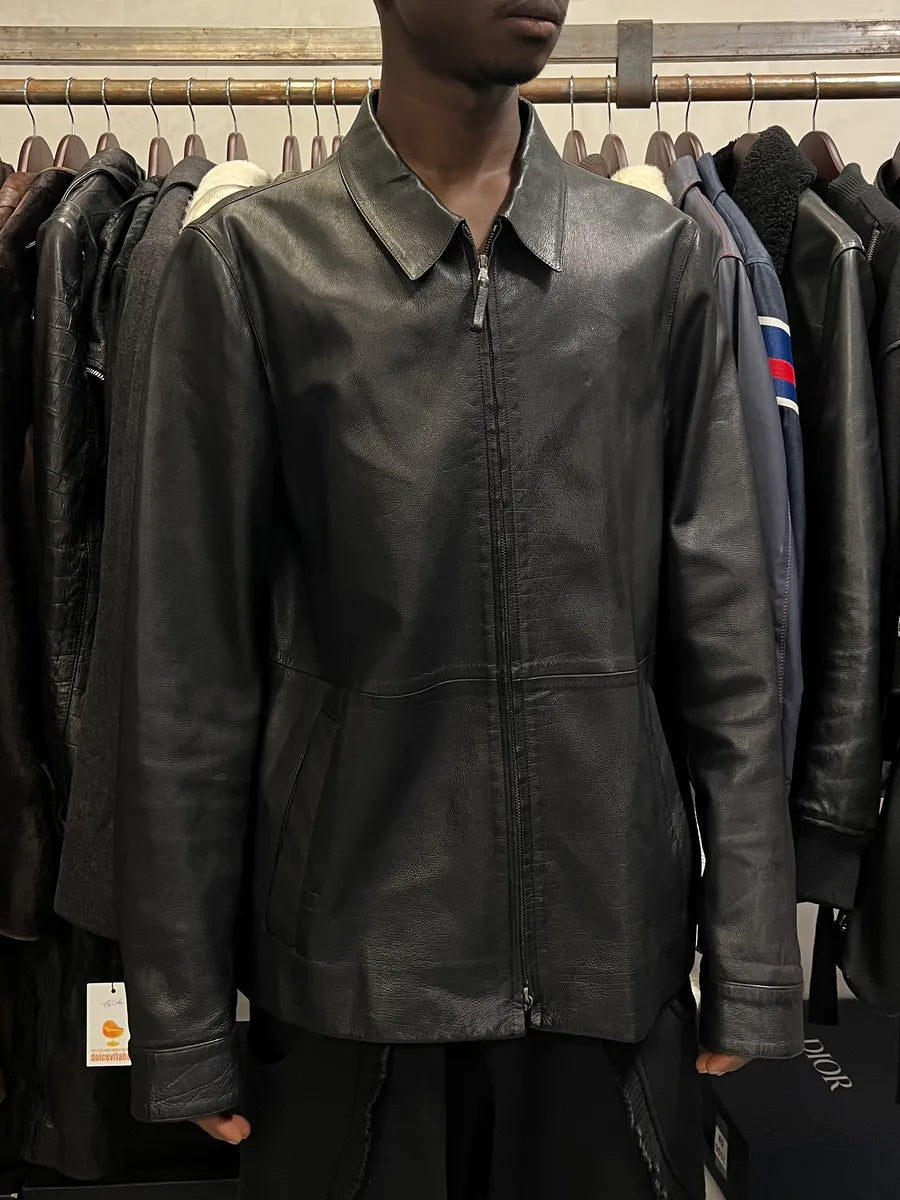FW2000 Prada Black Leather Premium Jacket ycWNbVW 1