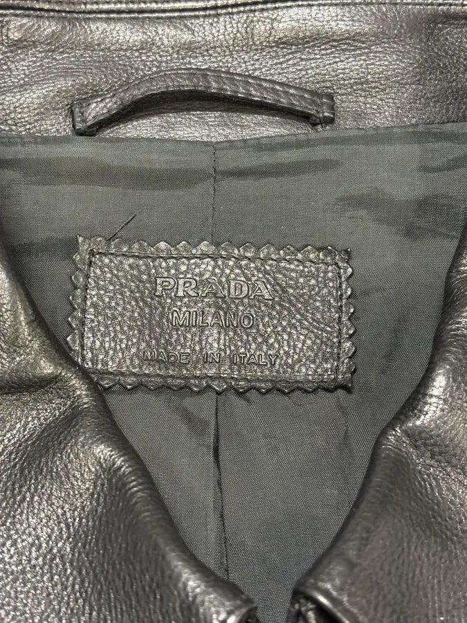 FW2000 Prada Black Leather Premium Jacket ycWNbVW 7