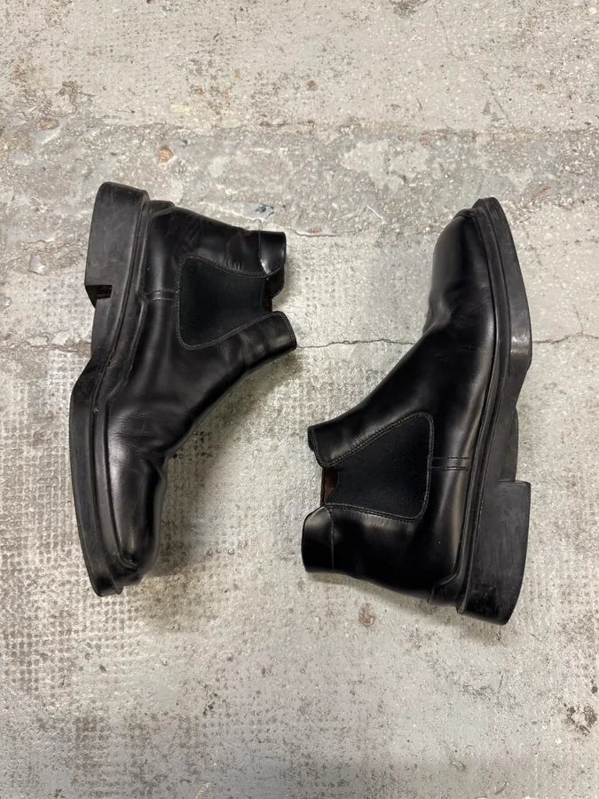 FW2000 Prada Black Leather Squared Toe Boots tQXpfUO 1