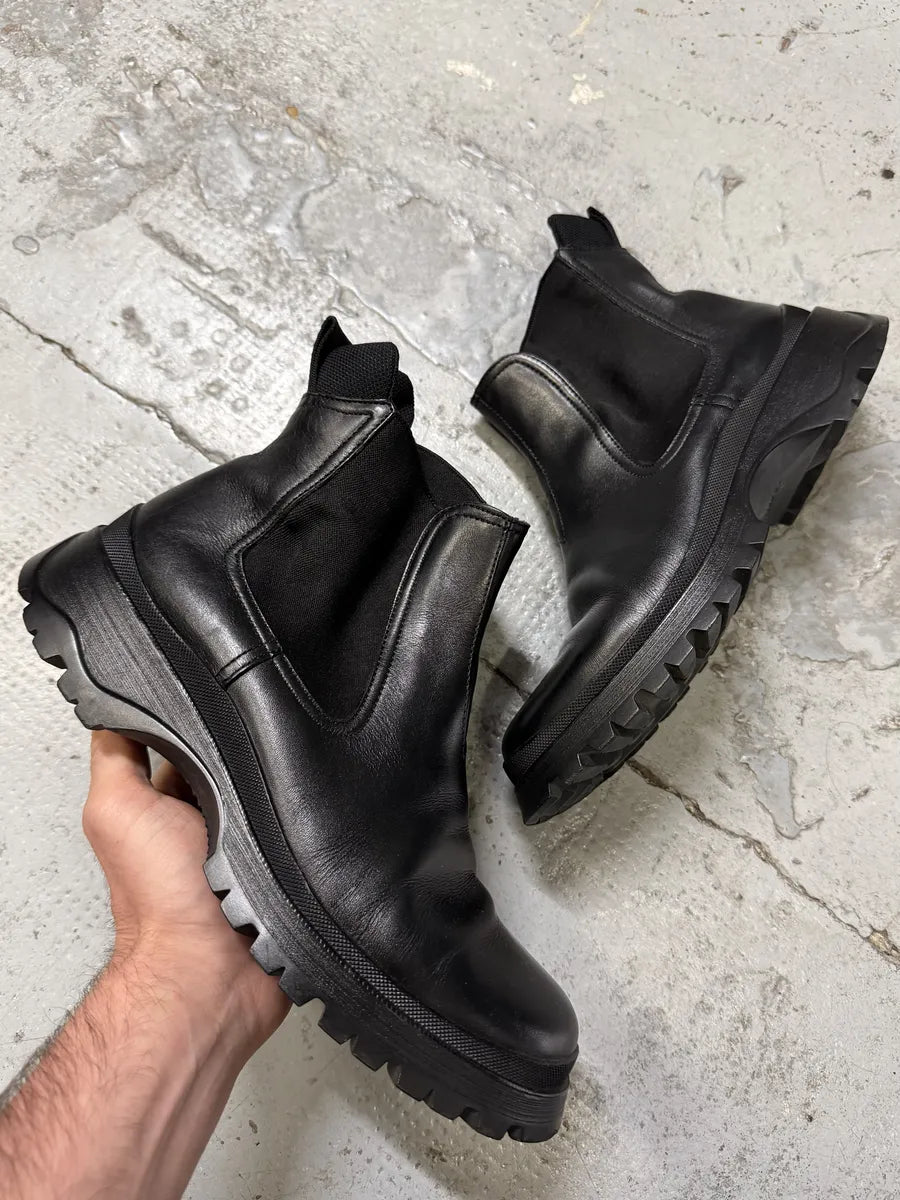 FW2000 Prada Black Leather Vibram Boots xuJcrJJ 0