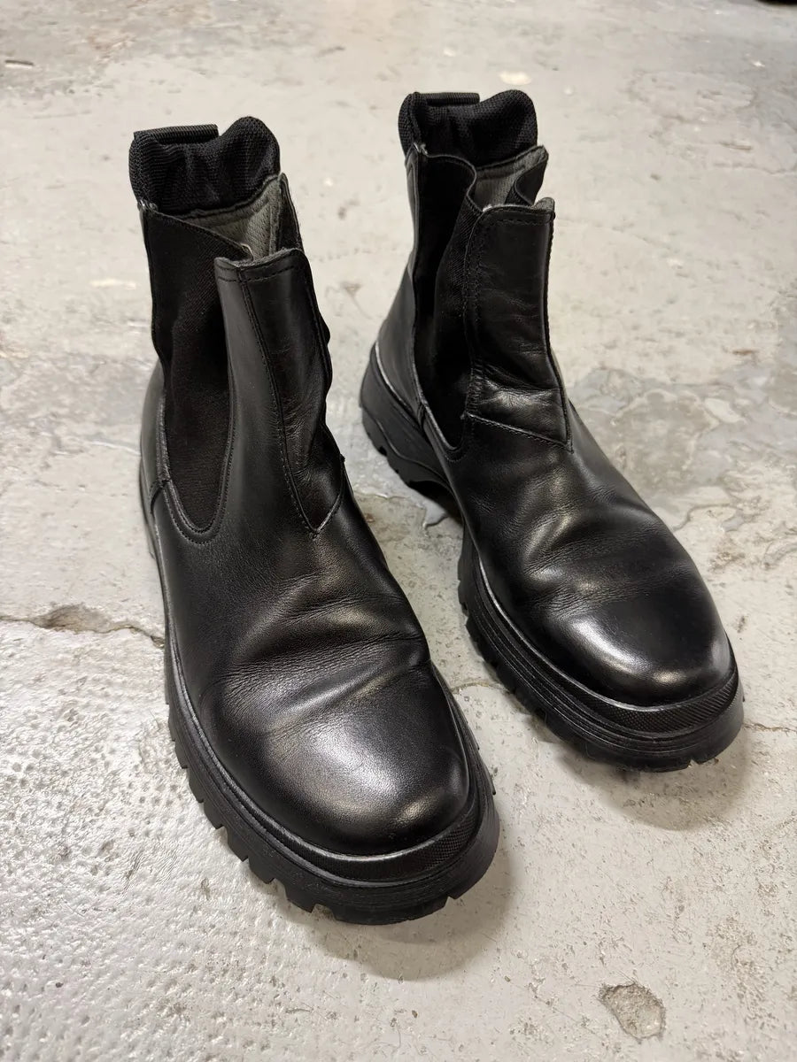 FW2000 Prada Black Leather Vibram Boots xuJcrJJ 1