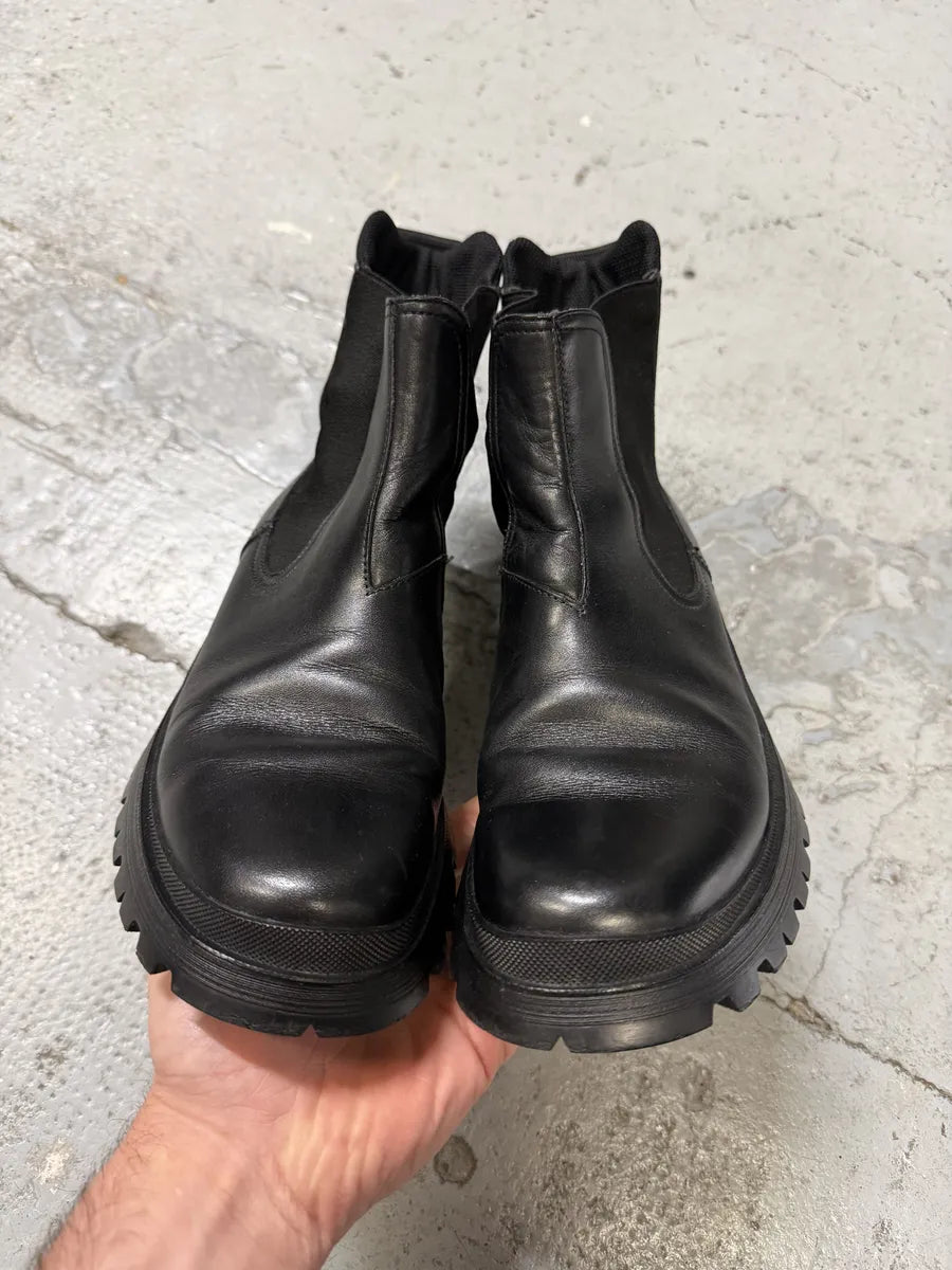 FW2000 Prada Black Leather Vibram Boots xuJcrJJ 2