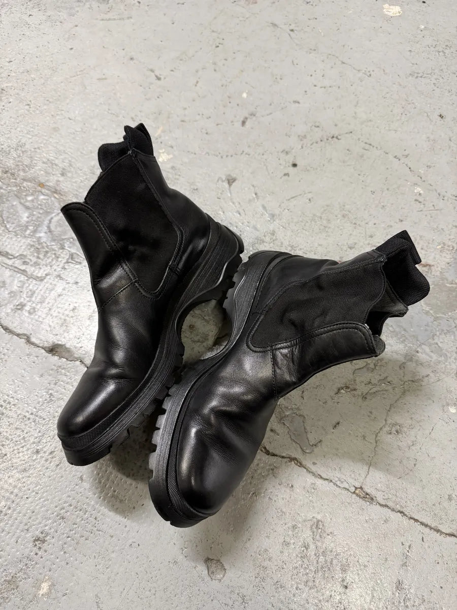 FW2000 Prada Black Leather Vibram Boots xuJcrJJ 3