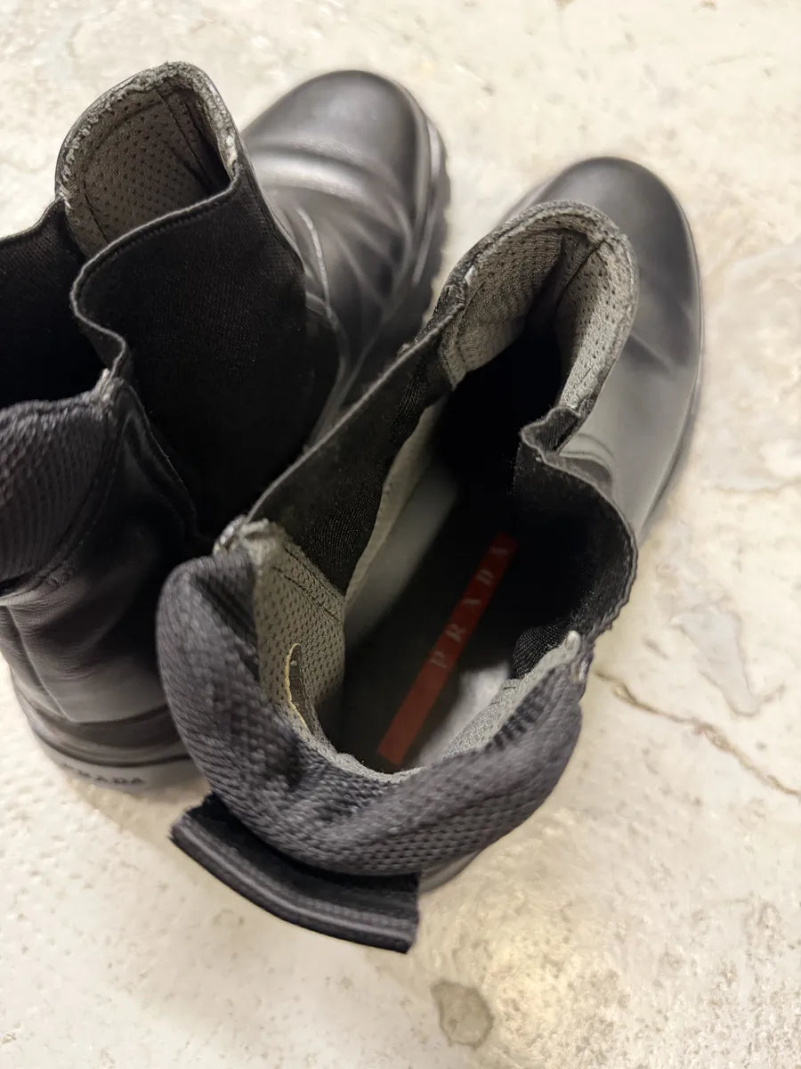 FW2000 Prada Black Leather Vibram Boots xuJcrJJ 5