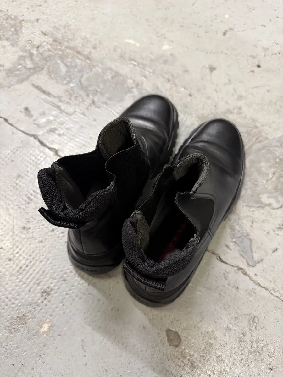 FW2000 Prada Black Leather Vibram Boots xuJcrJJ 6