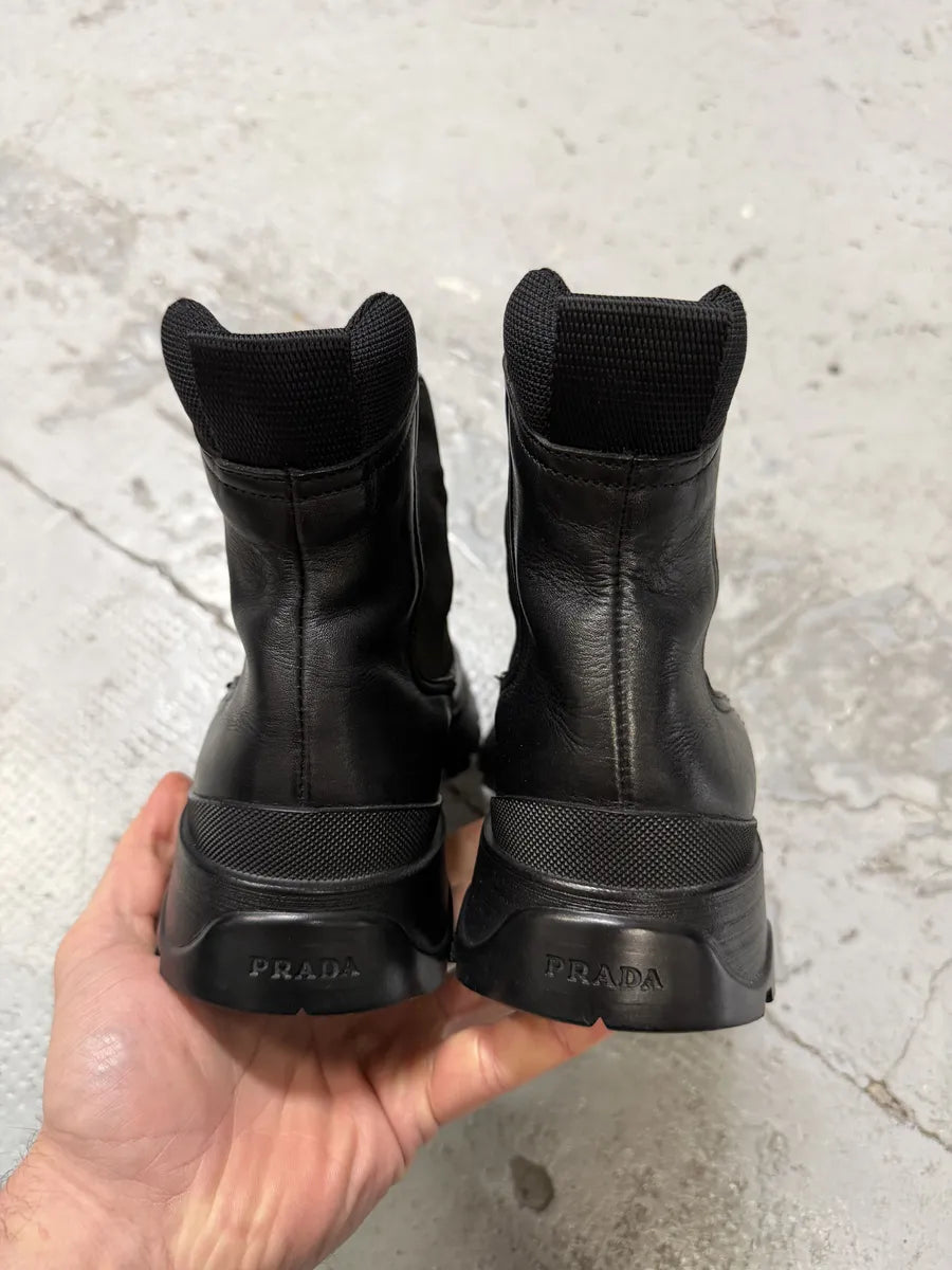 FW2000 Prada Black Leather Vibram Boots xuJcrJJ 7