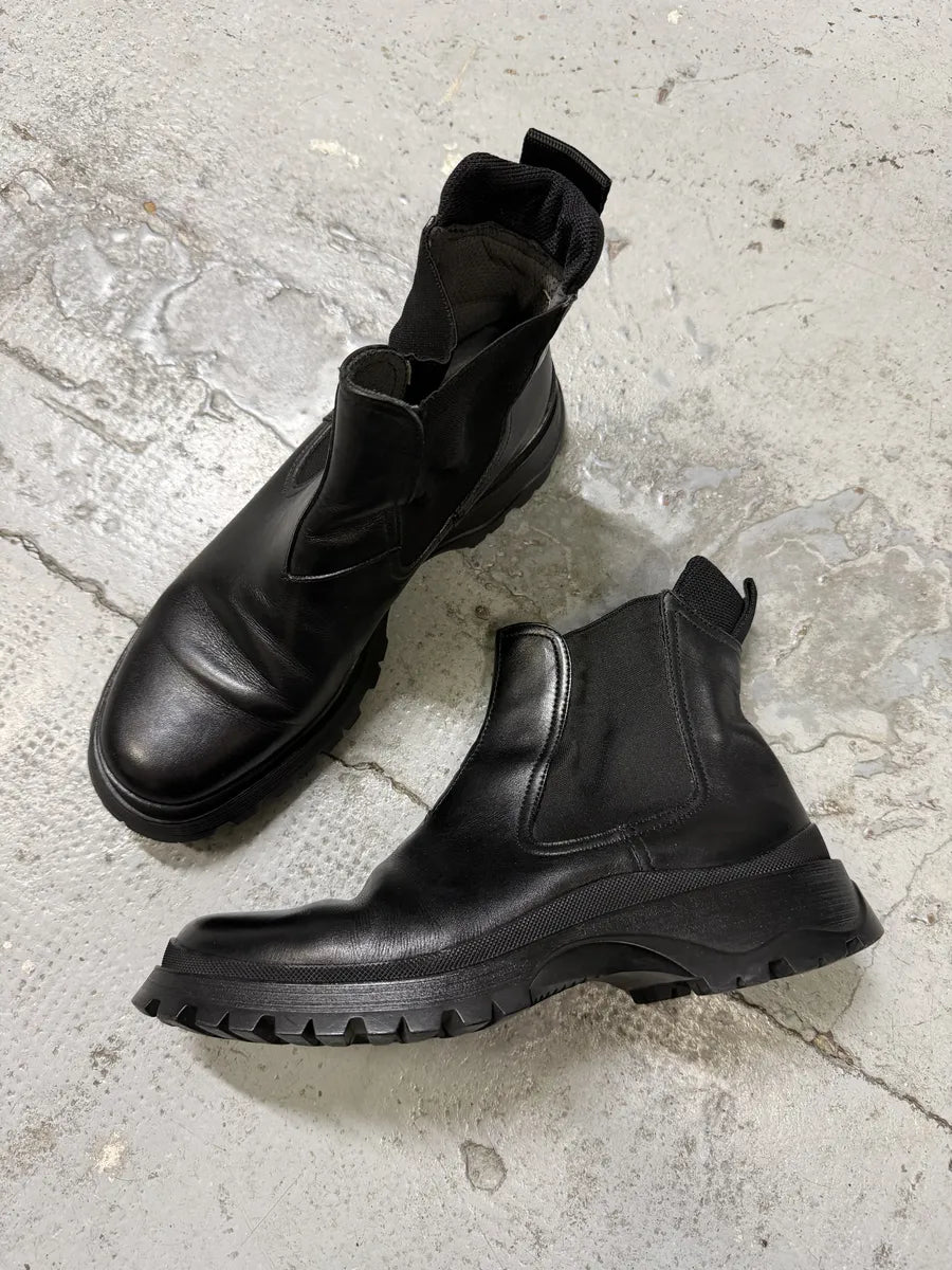 FW2000 Prada Black Leather Vibram Boots xuJcrJJ 8