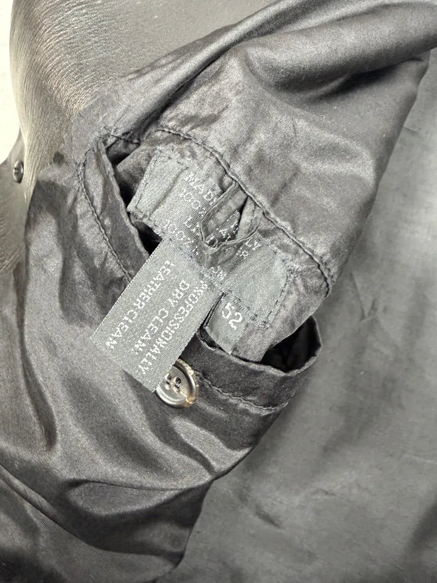 FW2000 Prada Black Long Minimalist Premium Leather Jacket XATQMfo 6