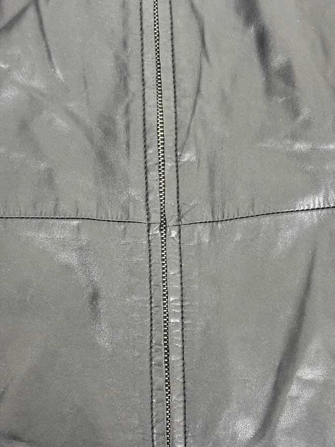 FW2000 Prada Black Minimalist Leather Jacket kXaEJgw 9