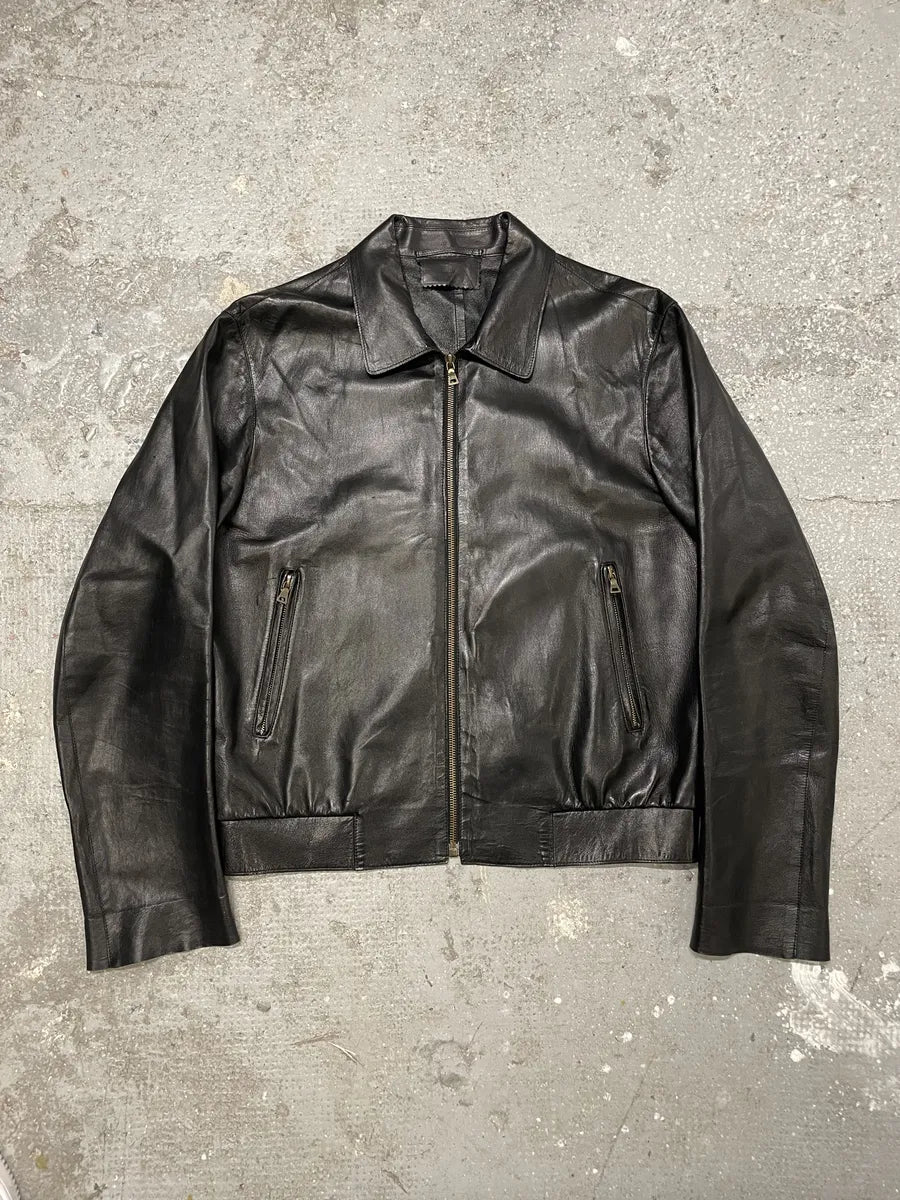 FW2000 Prada Black Pure Leather Jacket (S) 0