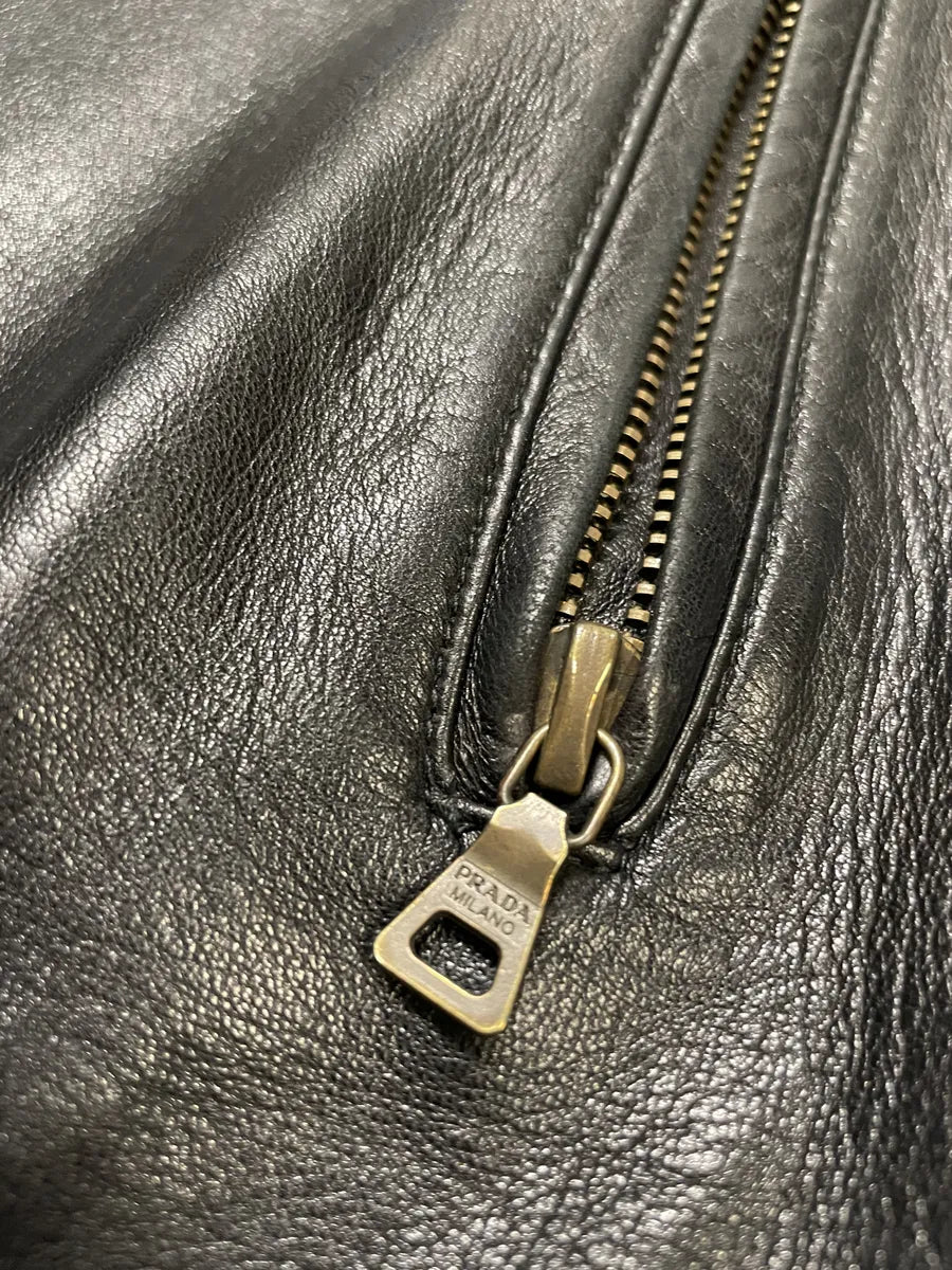 FW2000 Prada Black Pure Leather Jacket (S) 7