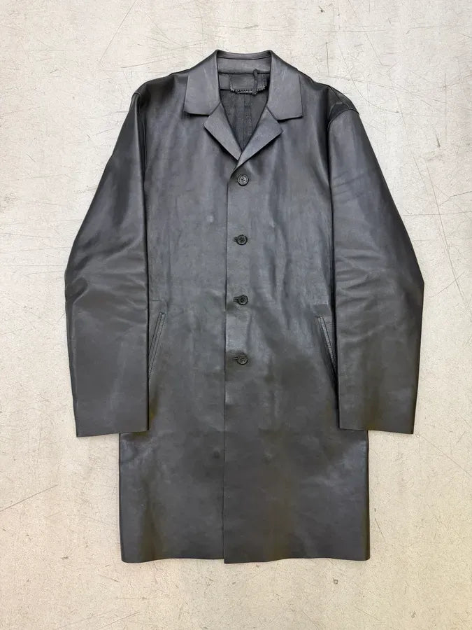 FW2000 Prada Black Pure Trench Leather Jacket JRsKjSE 0