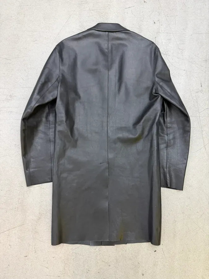 FW2000 Prada Black Pure Trench Leather Jacket JRsKjSE 1