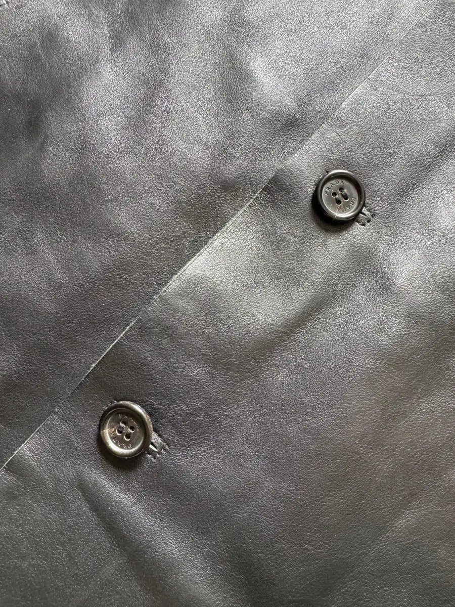 FW2000 Prada Black Pure Trench Leather Jacket JRsKjSE 9