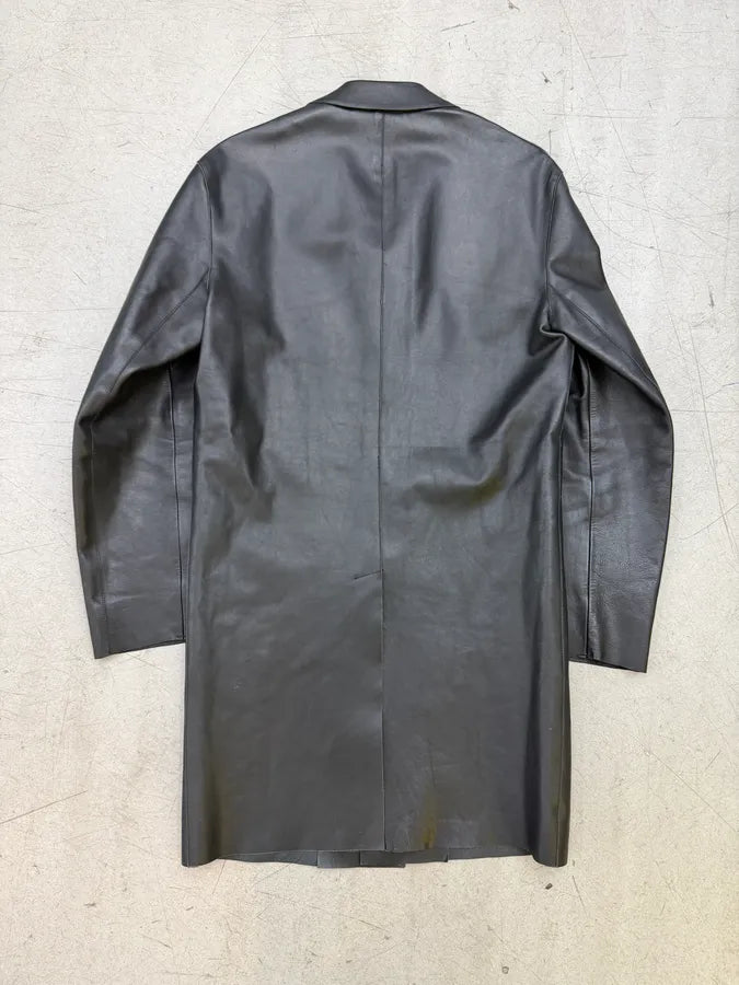 FW2000 Prada Black Pure Trench Leather Jacket JRsKjSE 1