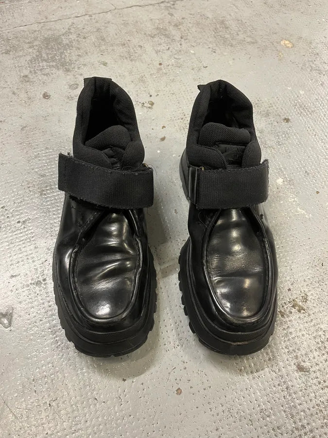 FW2000 Prada Black Strapped Leather Boots XncxeZp 1