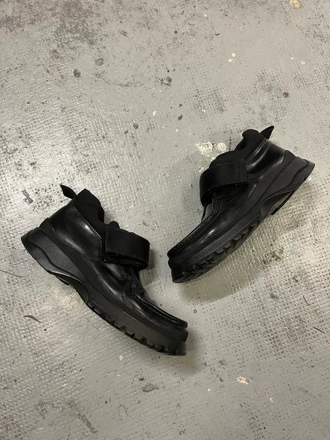 FW2000 Prada Black Strapped Leather Boots XncxeZp 6